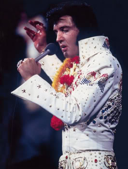 Elvis Presley performing in the 1970s